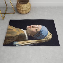 GIRL WITH A PEARL EARRING - JOHANNES VERMEER Rug | Iconic, Painting, Beautiful, Goldenage, Portrait, Cool, Art, Pearl, Artist, Renaissance 