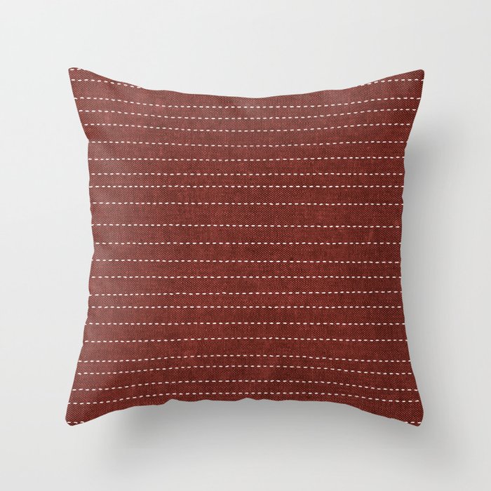 stitched stripes - rust Throw Pillow