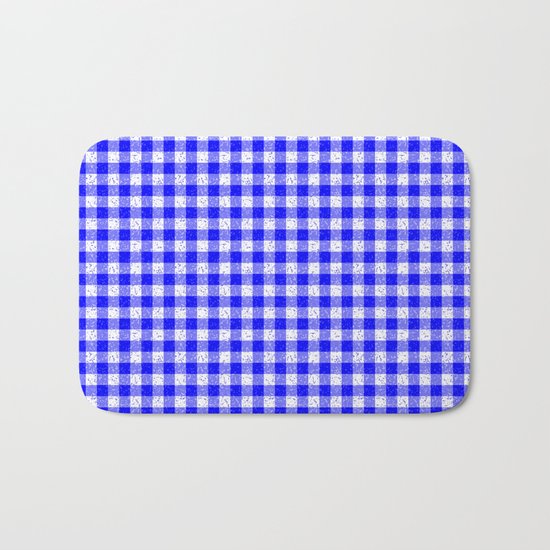 Gingham Blue and White Pattern Bath Mat