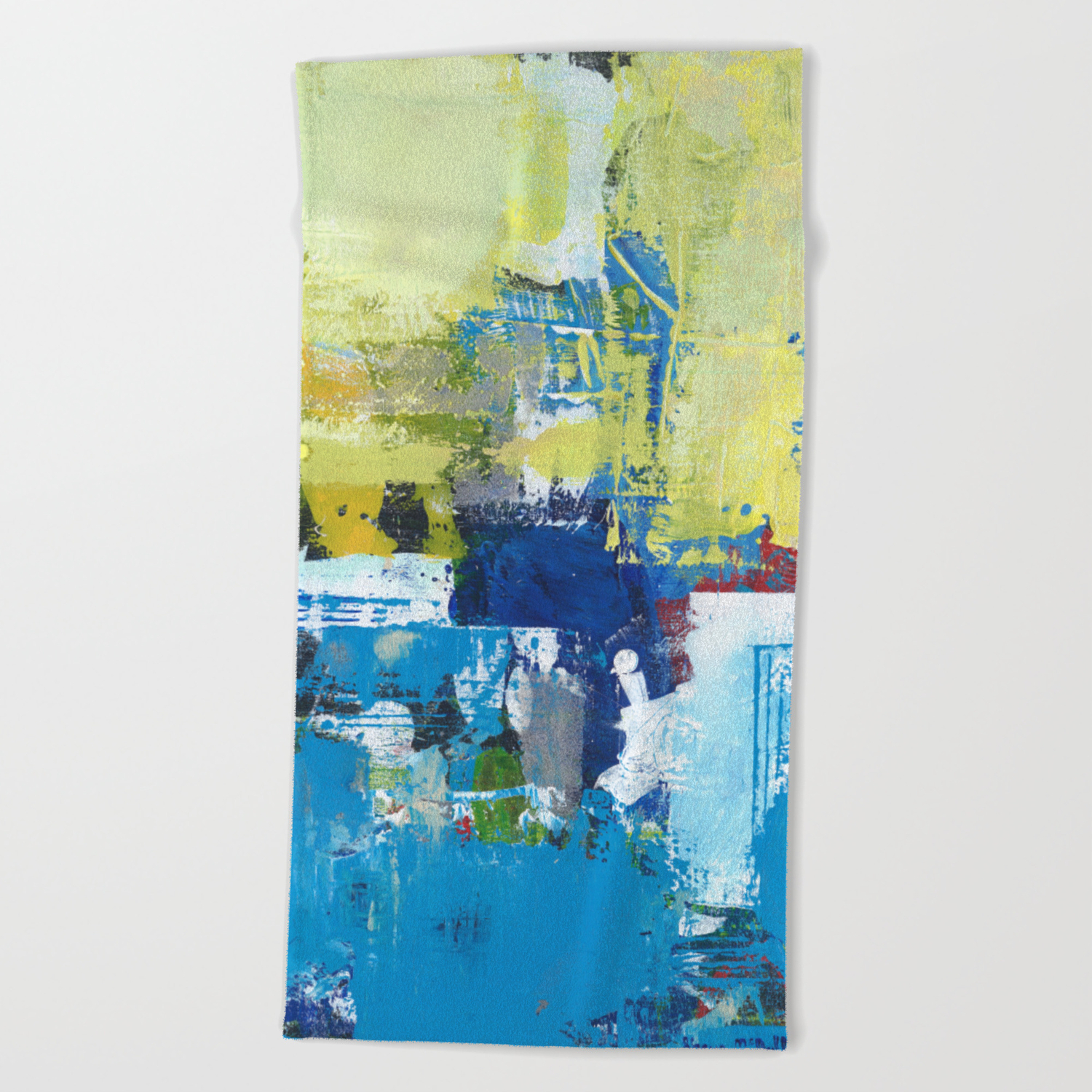 Parakeet Blue Yellow Abstract Art Beach Towel By Shawnmcnulty
