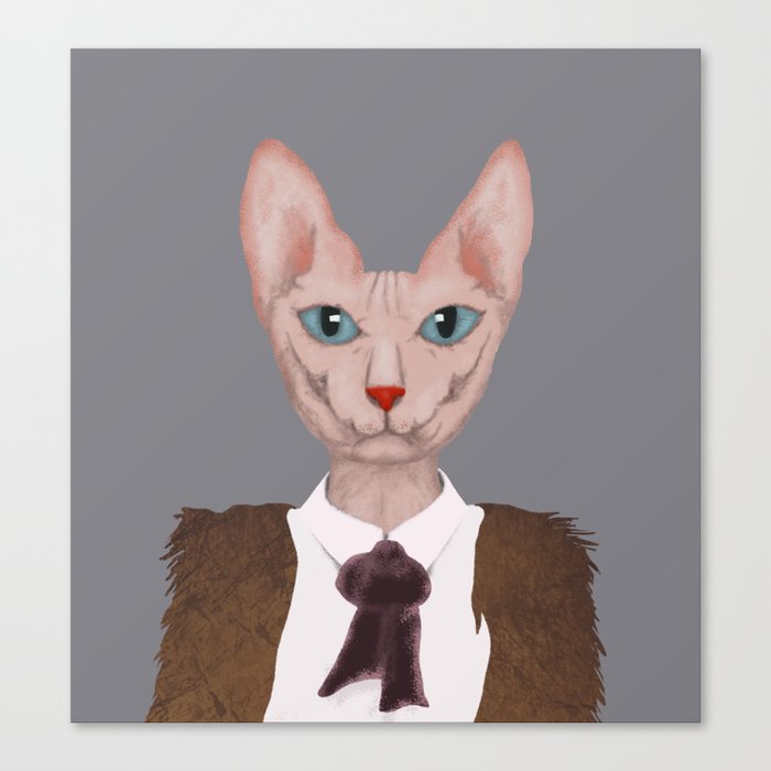 Portrait of Sphynx Cat Canvas Print