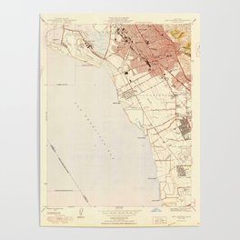 San Leandro, CA from 1948 Vintage Map - High Quality Poster