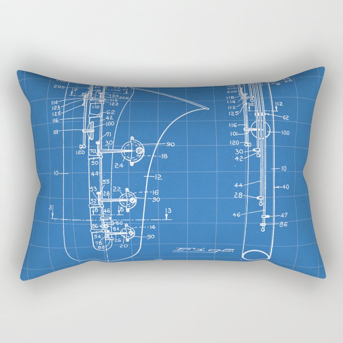Selmer Saxophone Patent - Saxophone Art - Blueprint Rectangular Pillow