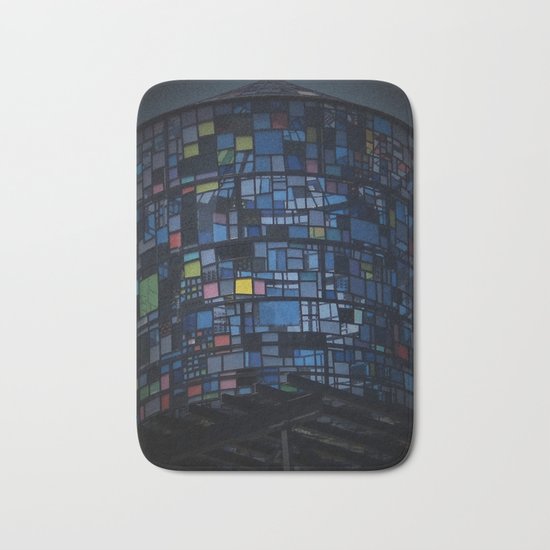Stained glass water tower Bath Mat