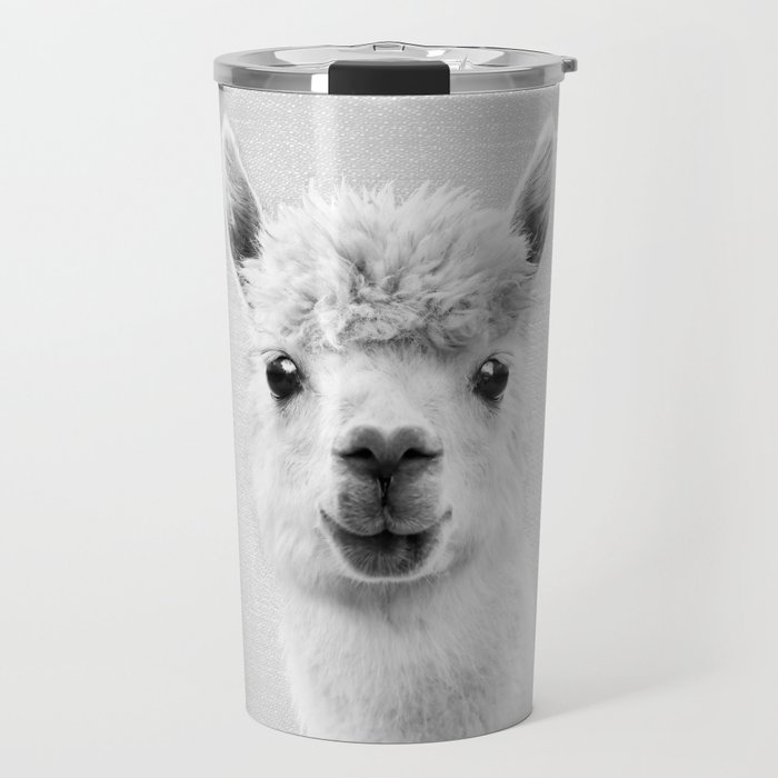 Llama - Black & White Travel Mug