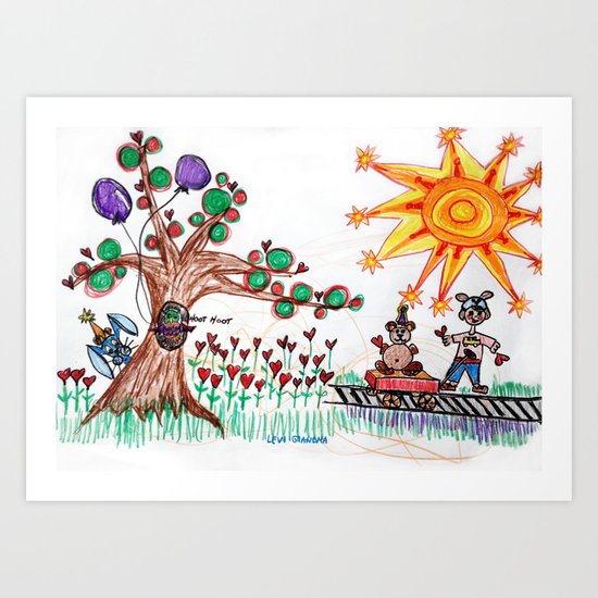 :: Hearts for Blue Bunny :: Art Print