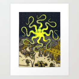 Hypnotic Octopus Over Shipwrecks Art Print