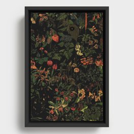 Exotic Midnight Floral Garden Framed Canvas