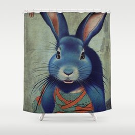 Blue Rabbit Japanese dream Shower Curtain