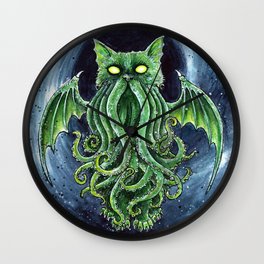 Cathulhu Wall Clock | Cat, Painting, Darkart, Lovecraft, Octopus, Oil, Horrorfan, Octopusart, Clockworkart, Fantasyart 