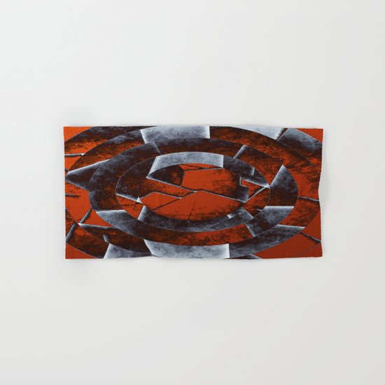 Concentric Rust - Abstract, geometric, tectured art in rustic brown, black and white Hand & Bath Towel