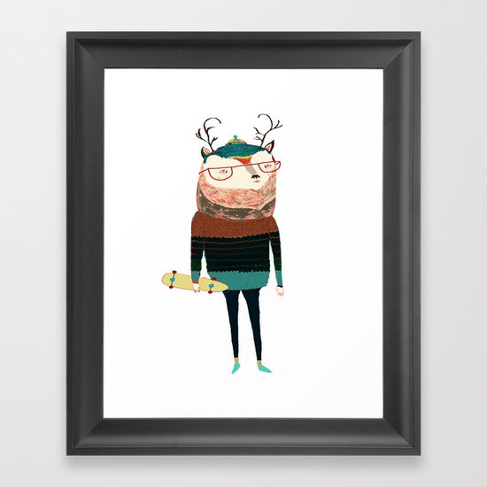 Deer, deer art, deer print, deer illustration, Framed Art Print