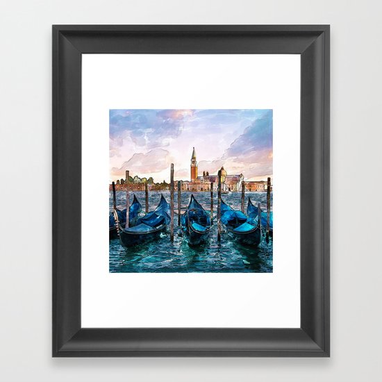 Gondolas in Venice Framed Art Print