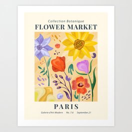 Vintage Flower Market Paris Art Galerie Art Print