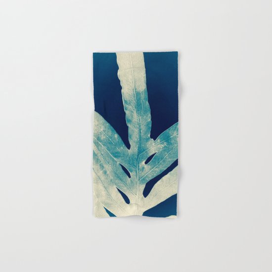 Green Fern at Midnight Bright, Navy Blue Hand & Bath Towel