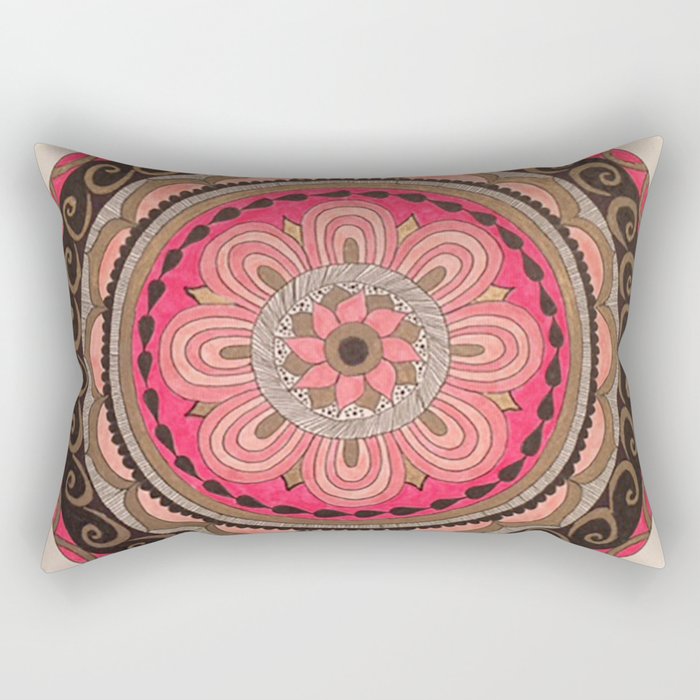 Pink & Gold Mandala Rectangular Pillow