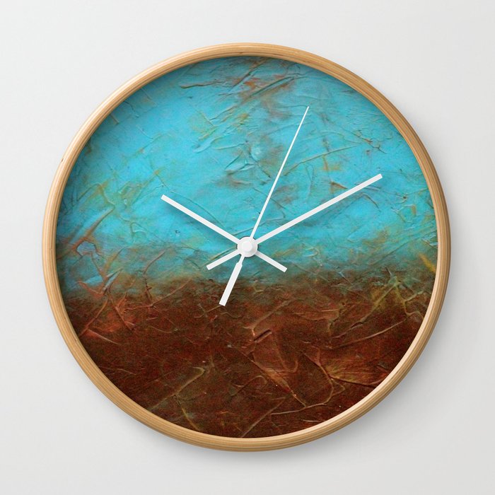 Turquoise and brown  Wall Clock
