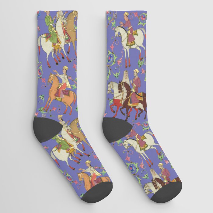 Horse-drawn Wedding Procession - Horse Riding tribal pattern on Veri Peri   Socks