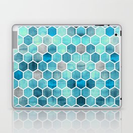 Blue Ink - watercolor hexagon pattern Laptop Skin