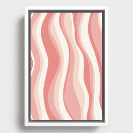 Retro Groovy Lines Abstract Pattern in Pink and Blush Framed Canvas