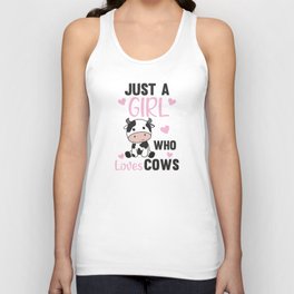 Just A Girl Who Loves Cows Cute Cow Farm Animal Unisex Tank Top