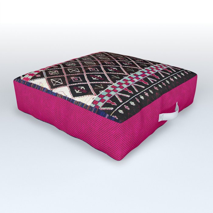 N213 - Black & Pink Berber Bohemian Oriental Atlas Moroccan Style Outdoor Floor Cushion