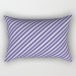 [ Thumbnail: Dark Slate Blue and Light Grey Colored Lined/Striped Pattern Rectangular Pillow ]