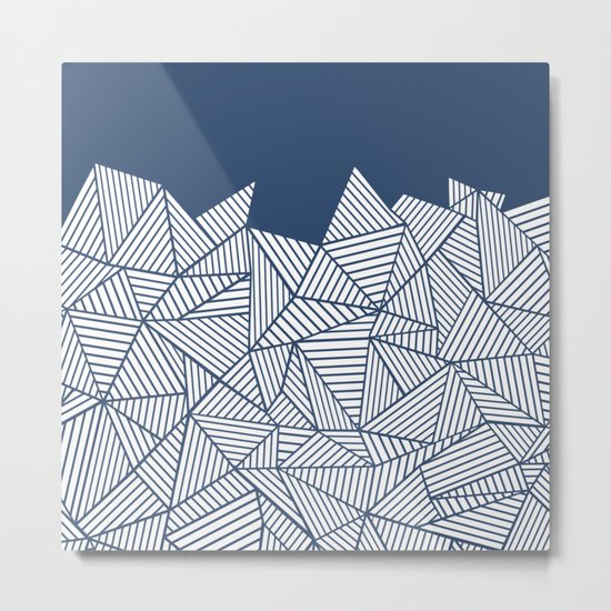 Abstract Mountain Navy Metal Print