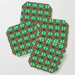 Triangles - pastel green and golden reeds Coaster