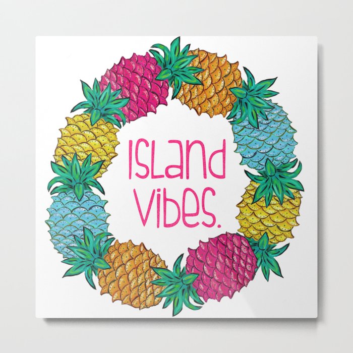 Island Vibes Pineapple Metal Print