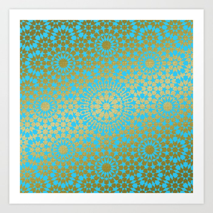Moroccan Nights - Gold Teal Mandala Pattern 1 - Mix & Match with Simplicity of Life Art Print