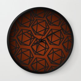 D20 Pattern - Orange Black Gradient Wall Clock | Critical, Sorcerer, Crit, Orange, Master, Bard, Rouge, Graphicdesign, Pattern, Dm 