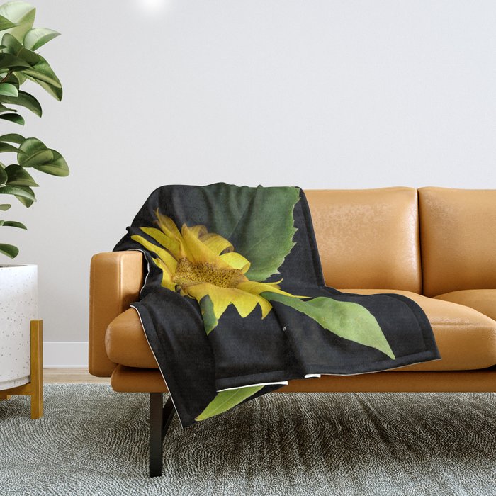 Summer Yellow Sunflower, Scanography Art, Flowers Throw Blanket