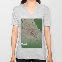 Tirana - Albania Christmas Color City Map V Neck T Shirt