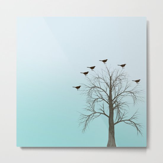 Tree with Birds Metal Print