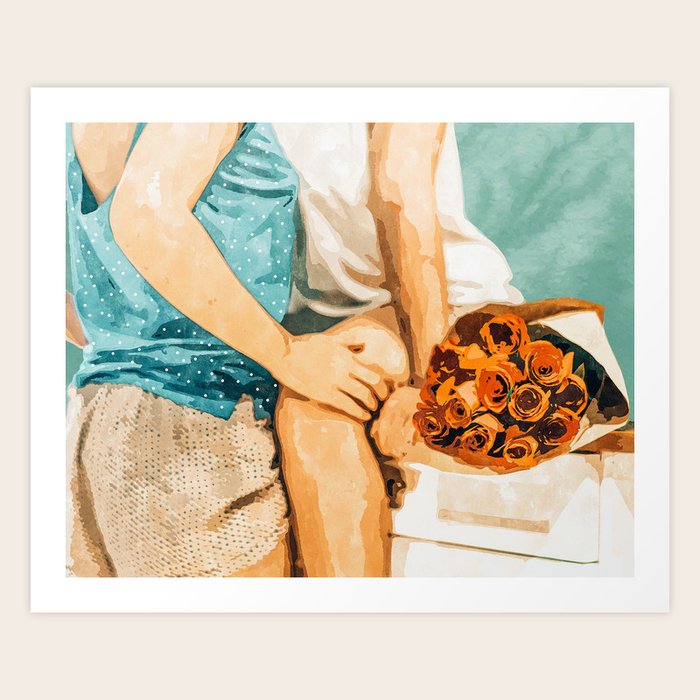 Romance #painting #love Art Print by 83 Oranges by Uma Gokhale
