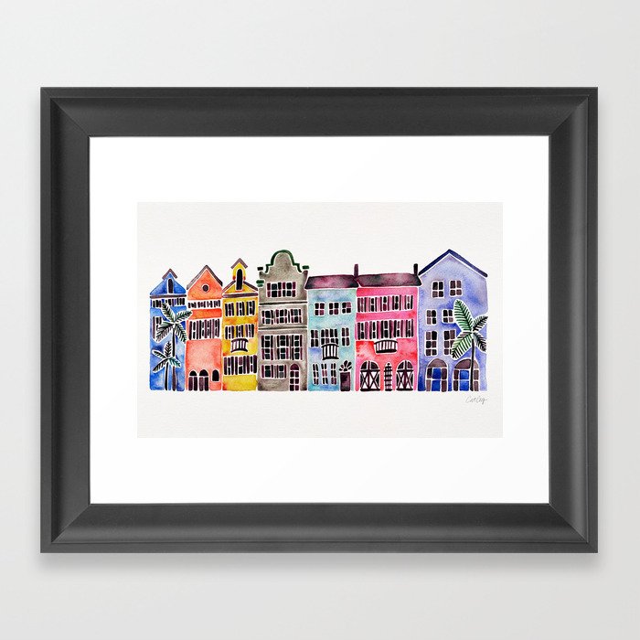 Rainbow Row Charleston Framed Art Print By Catcoq Society6