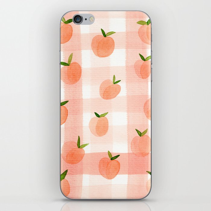 Peach Gingham iPhone Skin