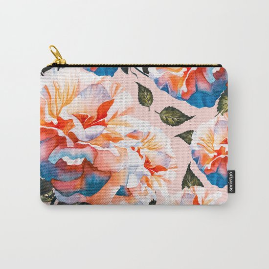 Big flowers blue & orange Carry-All Pouch