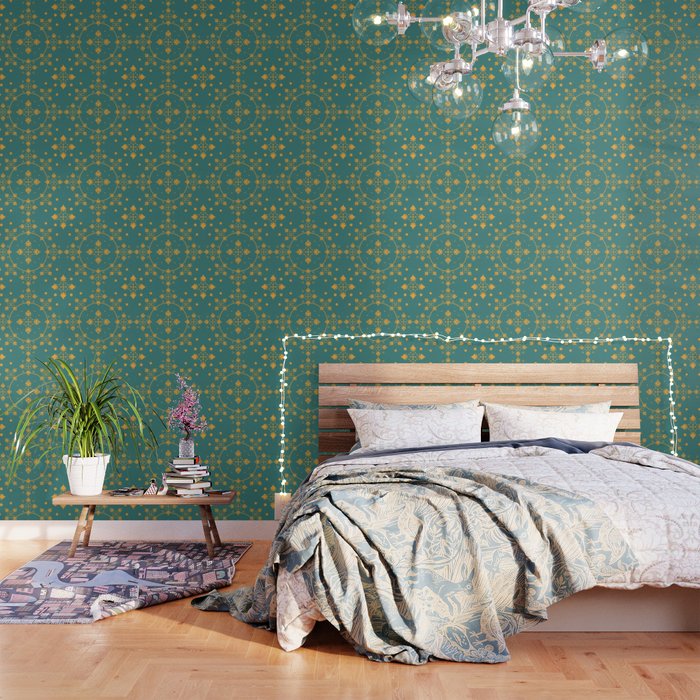 Gothic Trellis Teal Wallpaper by Public House Design | Society6