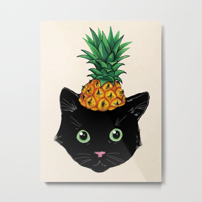 Pineapple Kitty Metal Print