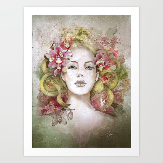 September sun glowing golden hair Art Print