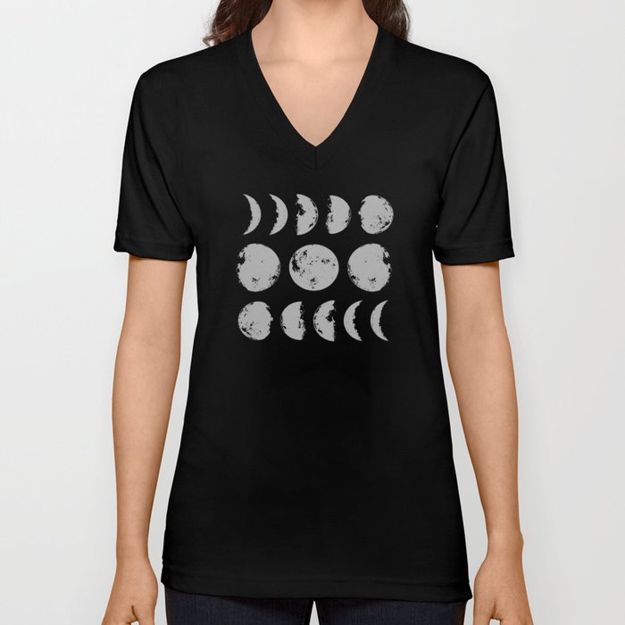 Moon Full Moon Lunar Phases Space V Neck T Shirt