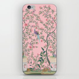 Chinoiserie Pink Fresco Floral Garden Birds Oriental Botanical iPhone Skin