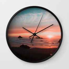 Sunset in Bandon  Wall Clock | Pacificsunset, Sunsetprints, Oregon Coast, Dusk, Ocean Shore, Sundown, Photo, Ocean, Nature, Coastalwallart 