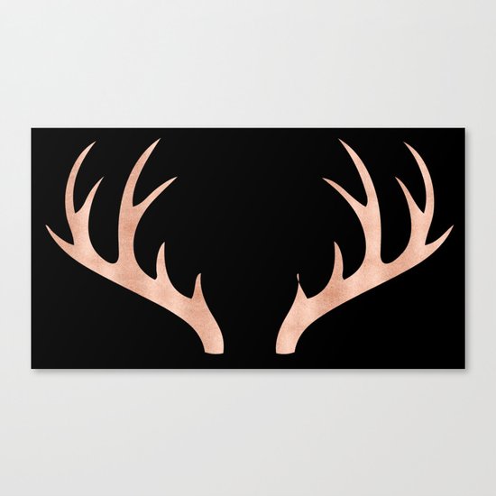 Antlers Rose Gold Deer Antlers Canvas Print