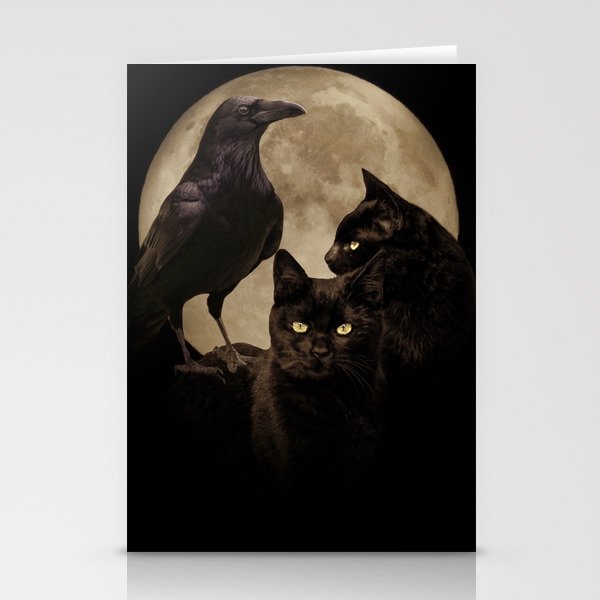 Moon, Raven and Black Cat Magick with Moon Stationery Cards