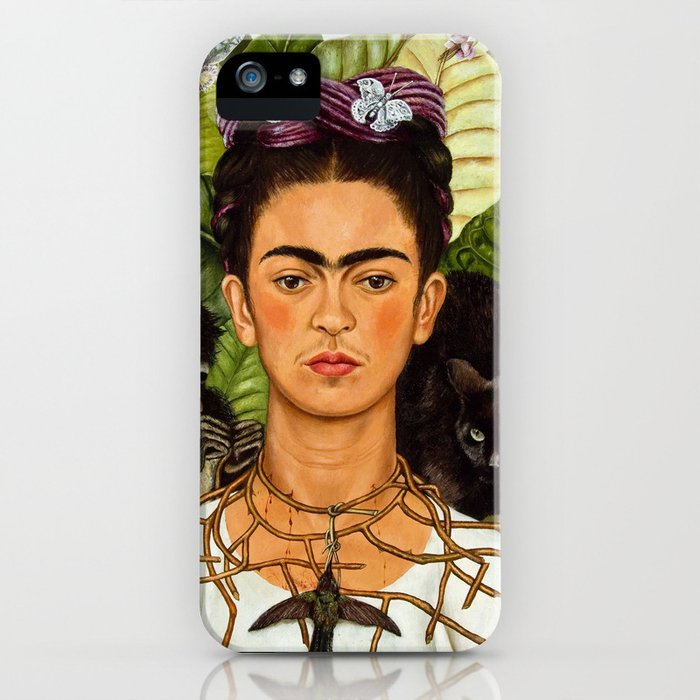 self portrait with thorn necklace and humming bird - frida kahlo iphone case