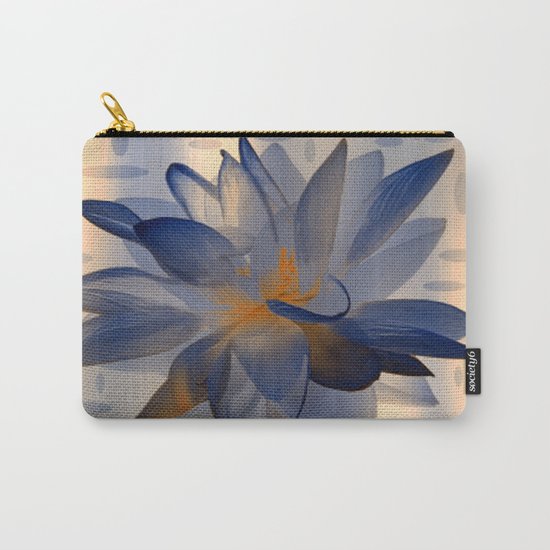 Midnight Blue Polka Dot Floral Abstract Carry-All Pouch