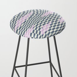 Magritte trippy checkered sky Bar Stool